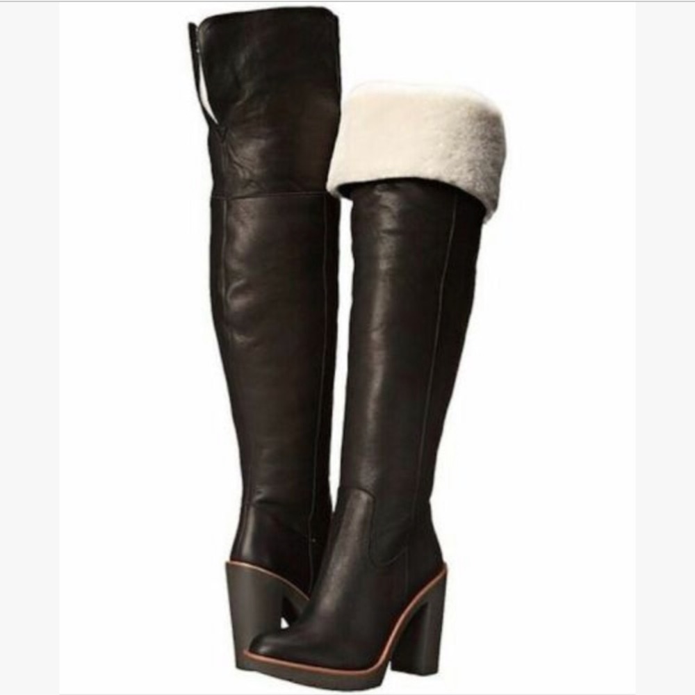 Black Leather OTK Kate Spade GABRY Fur Lined Boot